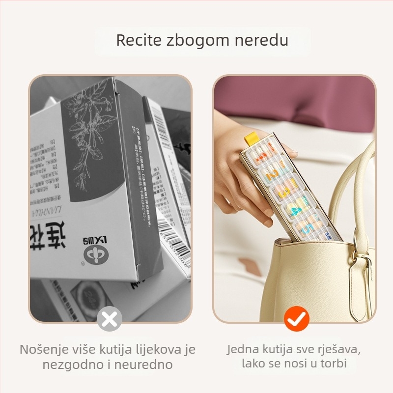 Prijenosni organizator lijekova za sedam dana s zatvorenim pretincima za tablete