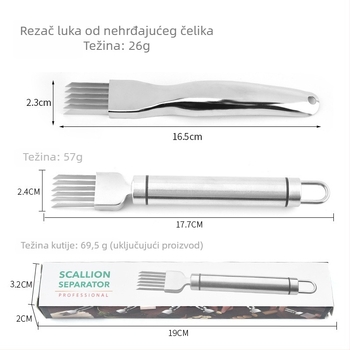 Rezač luka od nehrđajućeg čelika 304 — višenamjenski kuhinjski alat za sjeckanje luka na trakice i ploške