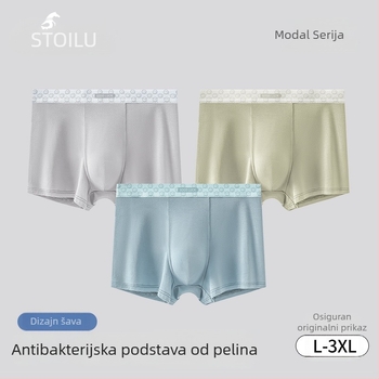 Ljetne muške bokserice od modalnog materijala sa srednjim porastom struka, antibakterijskom podstavom i prozračnim materijalom