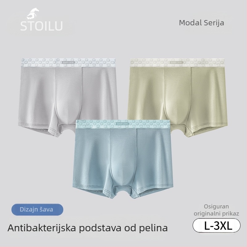 Ljetne muške bokserice od modalnog materijala sa srednjim porastom struka, antibakterijskom podstavom i prozračnim materijalom