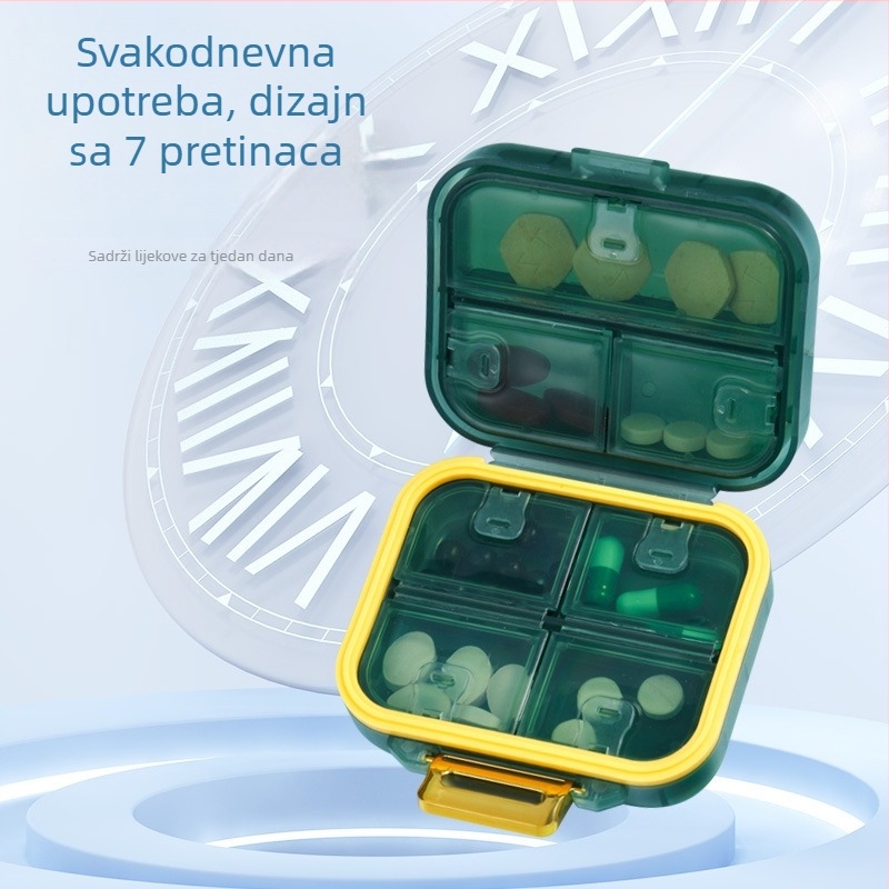 Tjedna kutija za tablete, prenosni organizator lijekova s 7 pretinaca