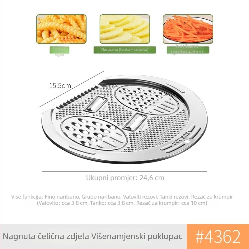 Višefunkcionalni kuhinjski alat od 304 nehrđajućeg čelika s odvodnim košem, bazenom za ispiranje riže i sjeckalicom povrća