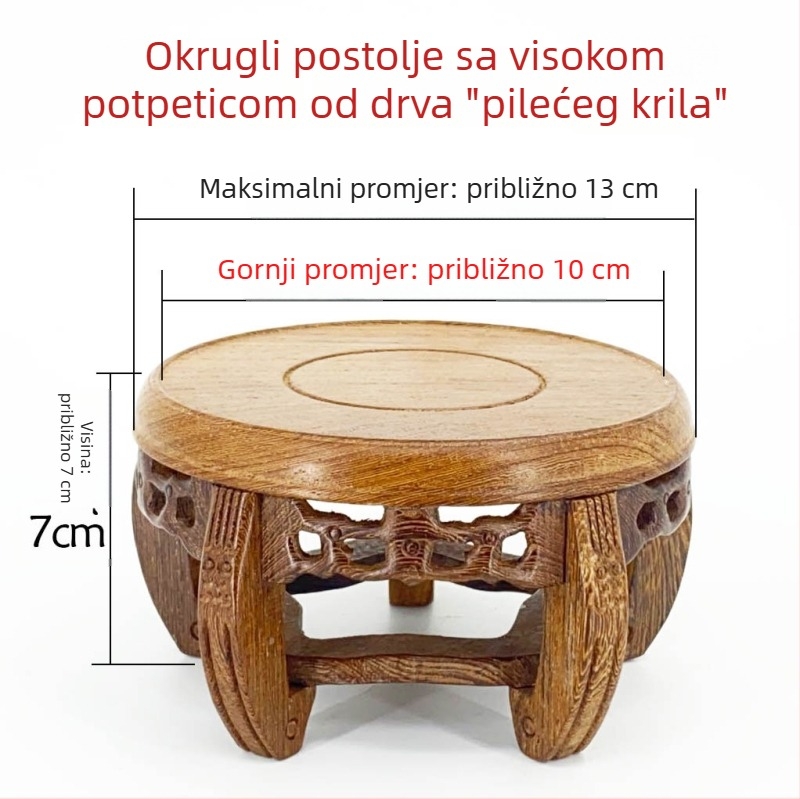Kružna drvena skulptura Buddhe na bazi, dekorativna vaza i posuda za cvijeće, masivno drvo