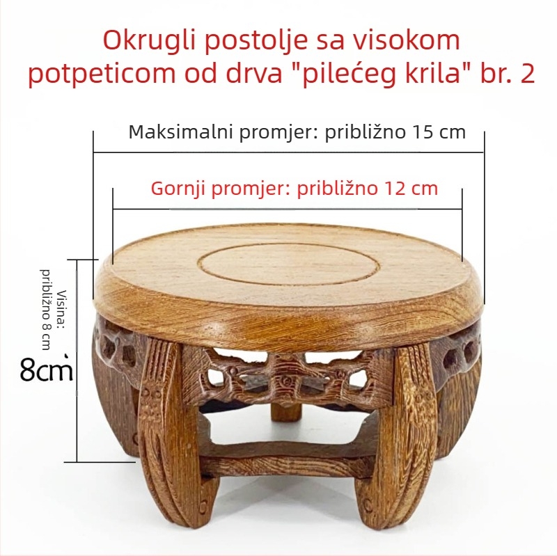 Kružna drvena skulptura Buddhe na bazi, dekorativna vaza i posuda za cvijeće, masivno drvo