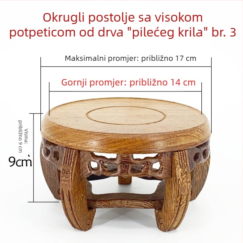 Kružna drvena skulptura Buddhe na bazi, dekorativna vaza i posuda za cvijeće, masivno drvo