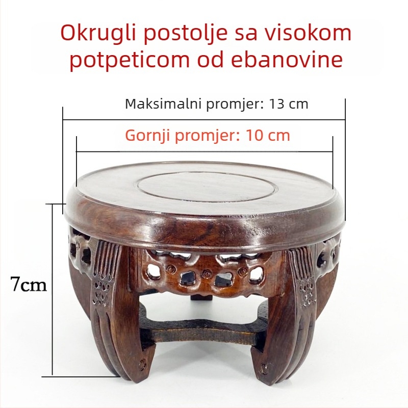 Kružna drvena skulptura Buddhe na bazi, dekorativna vaza i posuda za cvijeće, masivno drvo