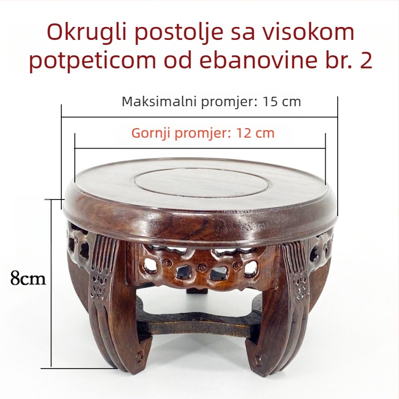 Kružna drvena skulptura Buddhe na bazi, dekorativna vaza i posuda za cvijeće, masivno drvo