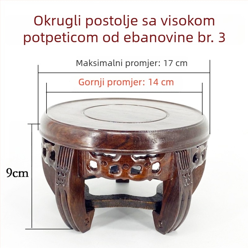 Kružna drvena skulptura Buddhe na bazi, dekorativna vaza i posuda za cvijeće, masivno drvo