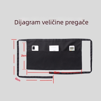 Pregača bez rukava, pola duljine, s tri džepa, vodootporna, crna