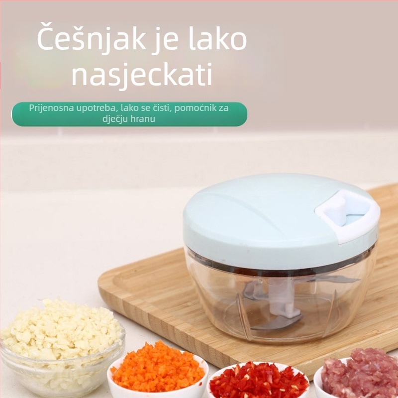 Multifunkcionalna presa češnjaka s ručnim povlačenjem, kuhinjski gadget za sjeckanje i mljevenje češnjaka