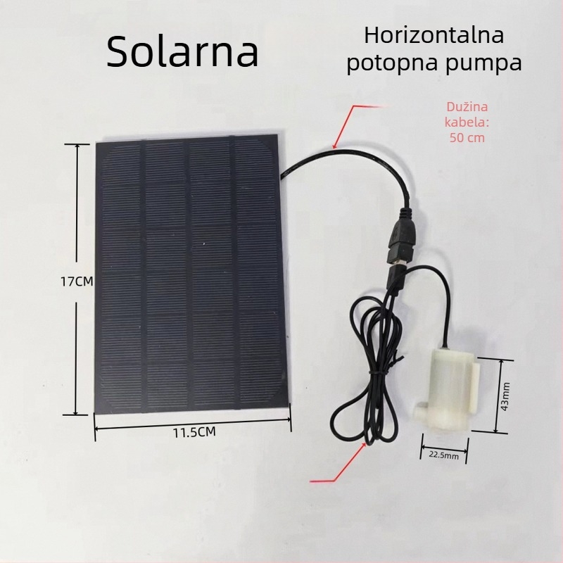 Solarna mini potopna pumpa USB za vanjsku uporabu, pumpa za vodu za oksigenaciju i filtraciju, niskonaponska mikro fontana pumpa