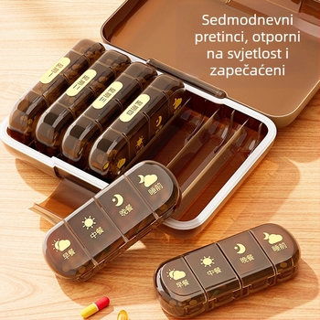 hfine Prijenosni organizator za tablete s 28 pretinaca za 7 dana, 3 obroka dnevno, podsjetnik za uzimanje lijekova