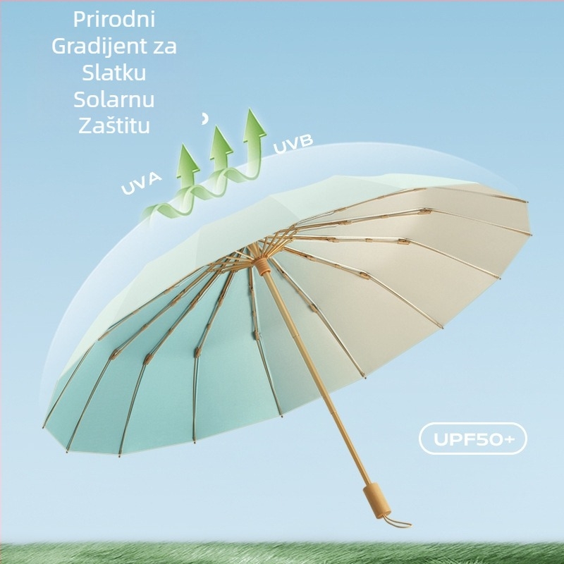 Kišobran za sunce s 16 rebara, veliki, dvostruka namjena, ženski UV zaštita