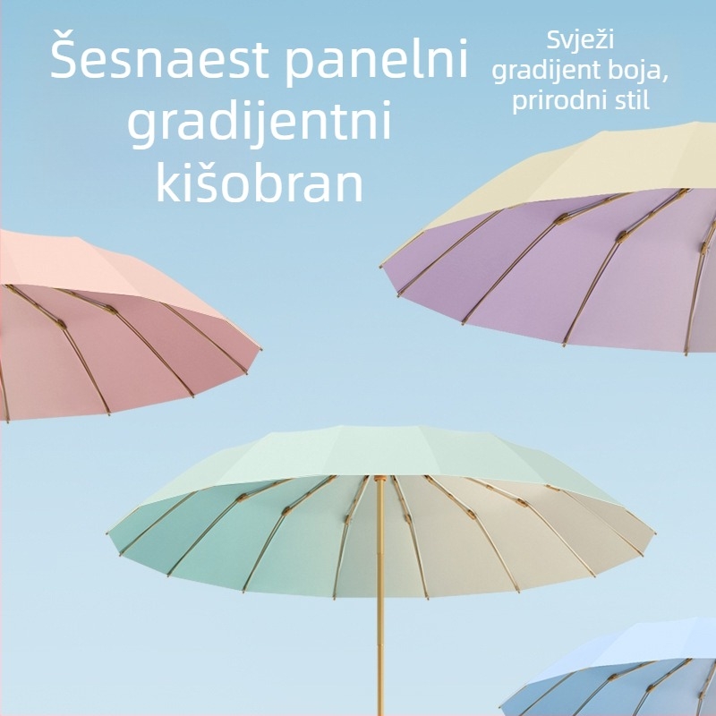 Kišobran za sunce s 16 rebara, veliki, dvostruka namjena, ženski UV zaštita