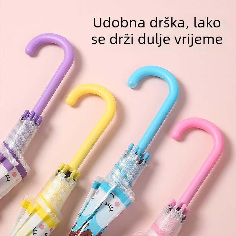 Vodootporan kišni kišobran iz Macaron boje serije, osam rebara, ručno otvaranje, duga drška, za dječake i djevojčice, učenike i djecu