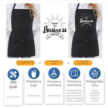 Pregača s tri džepa za kuhinju i dom, s prilagođenim logom, denim platno