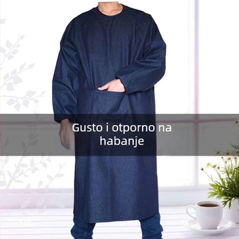 Denim zástara s rukavima, otporna na habanje, pamuk-poliester smjesa, zaštitna radna odjeća, za odrasle, veličina XL, obostrani dizajn