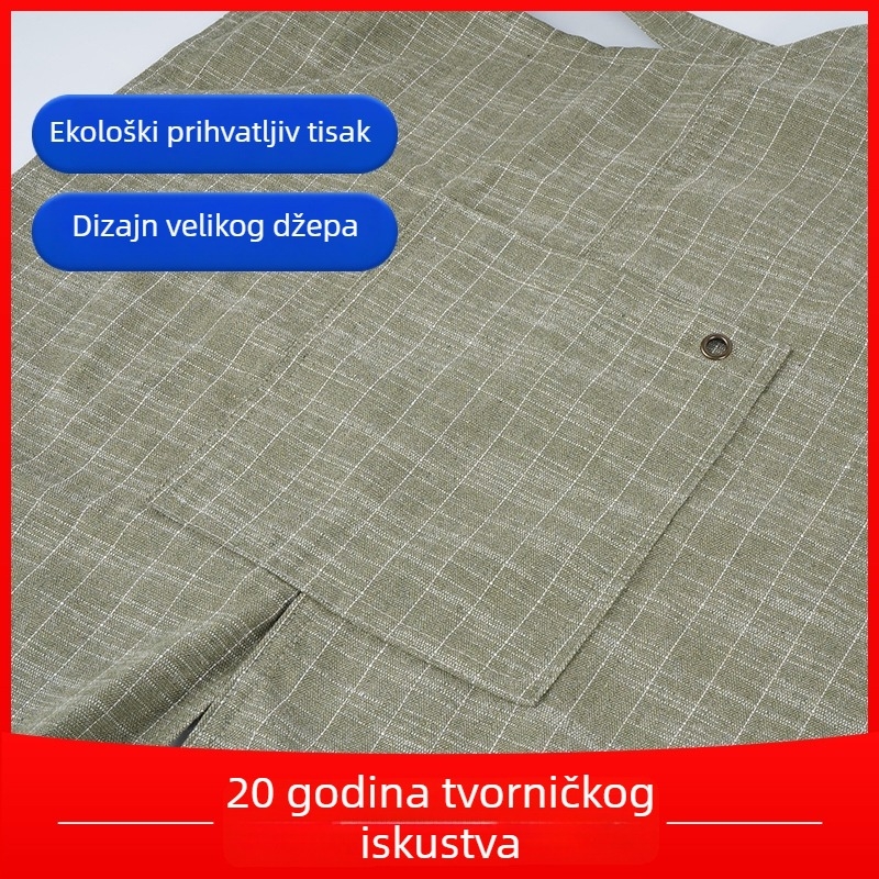 Pregača od 100% pamuka, vodootporna, za odrasle s džepovima – kuhinja i kućno čišćenje