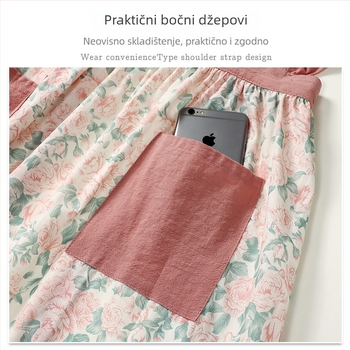 Pamučna pregača s cvjetnim uzorkom, prozračna, moderan minimalistički dizajn, jedna veličina, za kućnu i profesionalnu upotrebu