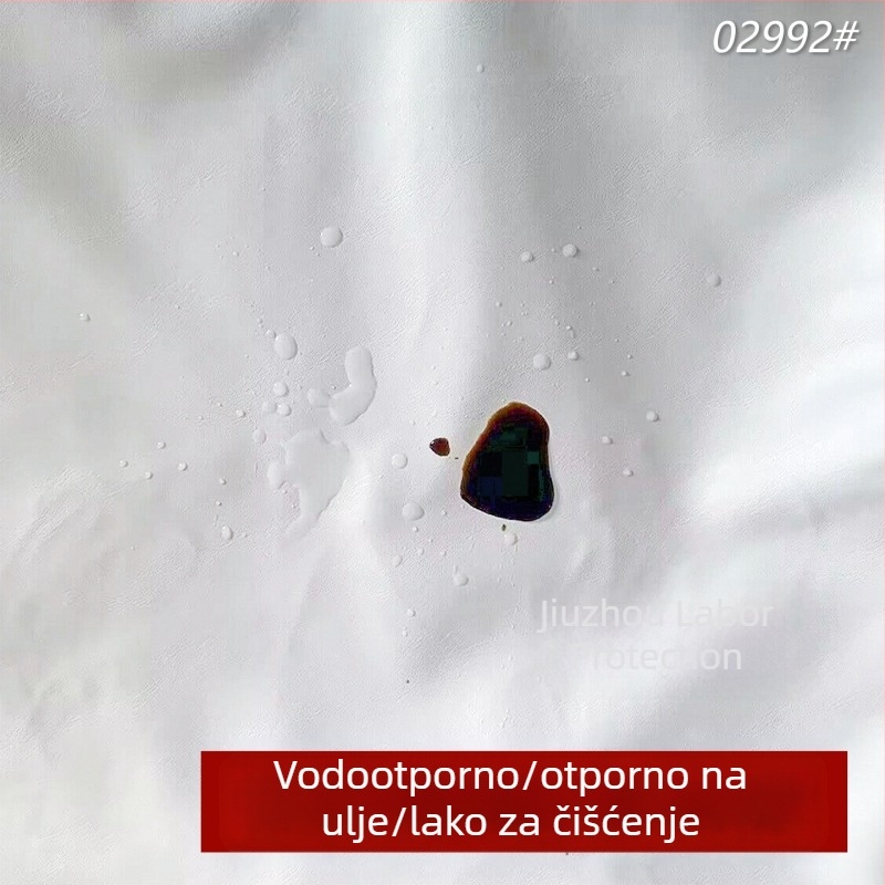 Bijeli PU kožni pregača s rukavima, vodootporna i otporna na mrlje, obostrana dugačka pregača za obradu ribe i vodnih proizvoda