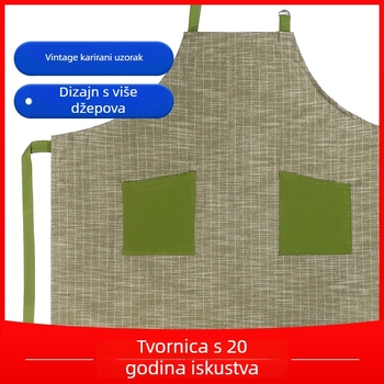 Pregača od 100% pamuka za odrasle, vodootporna, za kućno čišćenje, kuhanje i pečenje, moderni minimalistički stil