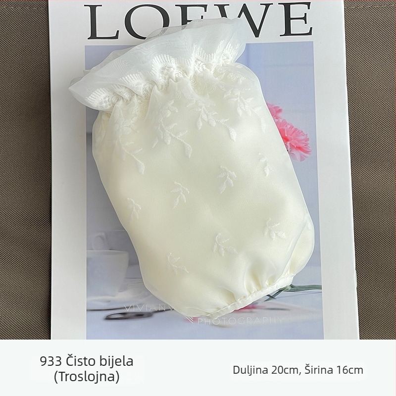 Čipkasti pokrivači rukava za žene, kratki zimski stil, tri sloja zaštite protiv prljanja, zaštitne rukave za jaknu s perjem, kremasto-bijela boja, uredske manžetne