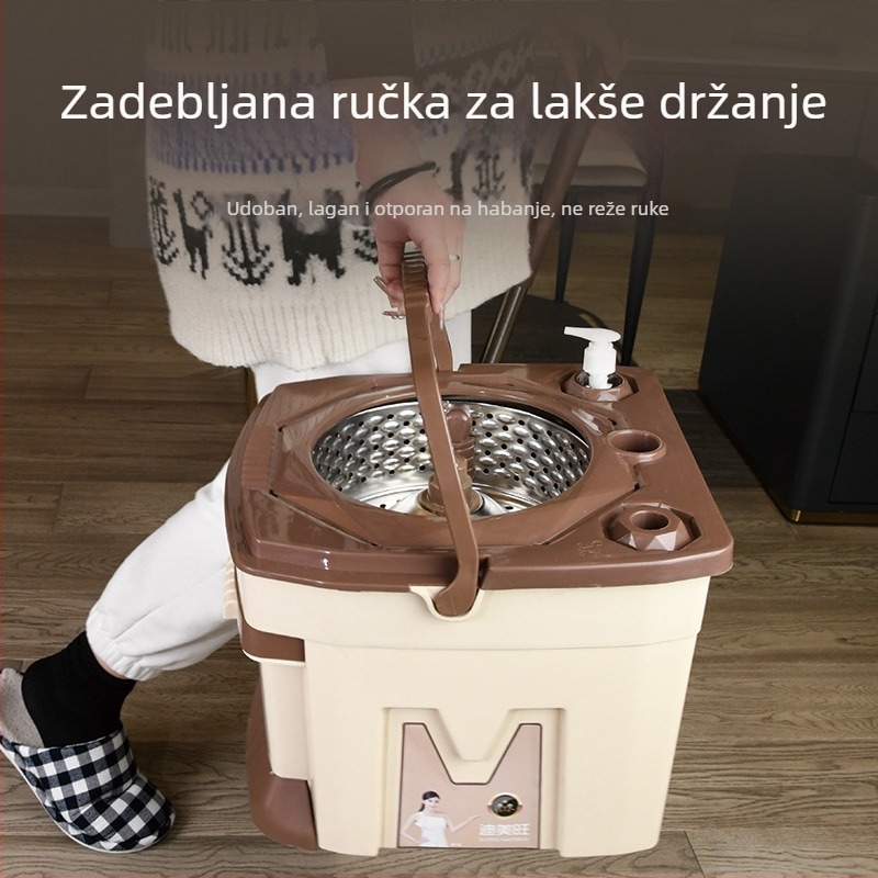Dimewang Novi rotirajući mop s ladicom za vodu, bez ručnog pranja, integrirani spremnik za mop