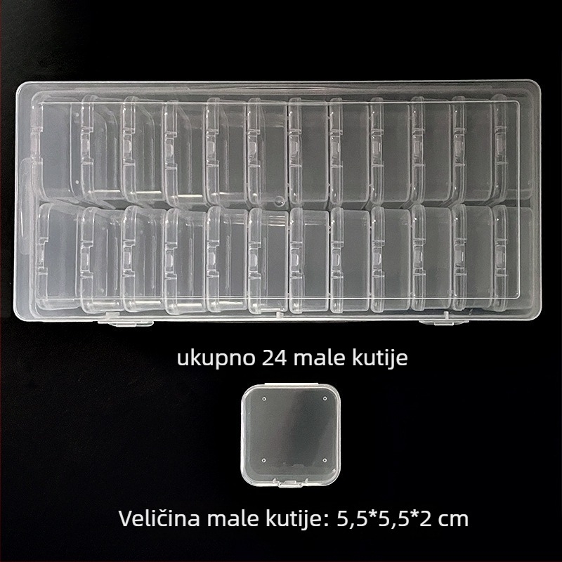 Kutija s višestrukim odjeljcima za pohranu perlica, dijelova, igračaka i nakita.