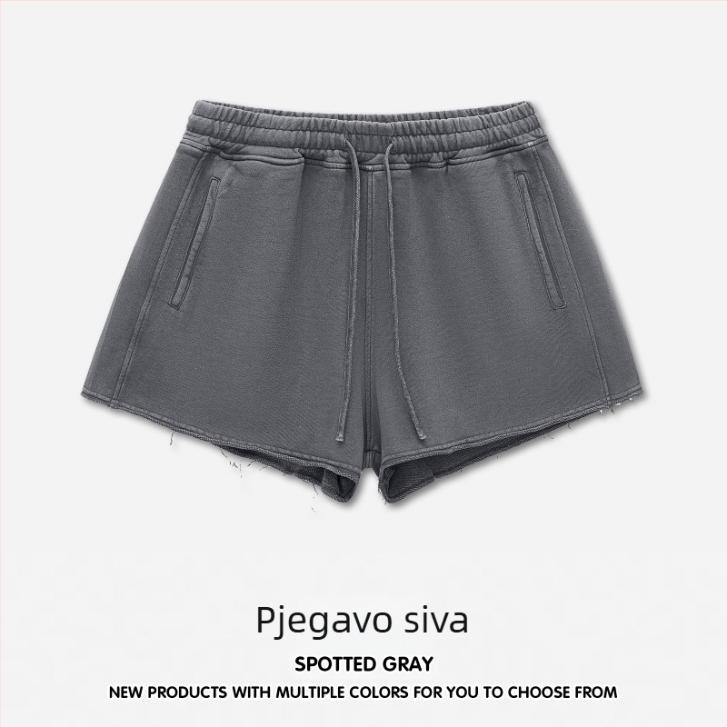 RS ženske kratke hlače od pamuka, izprane, sa vezanjem, ljeto 2024, street stil