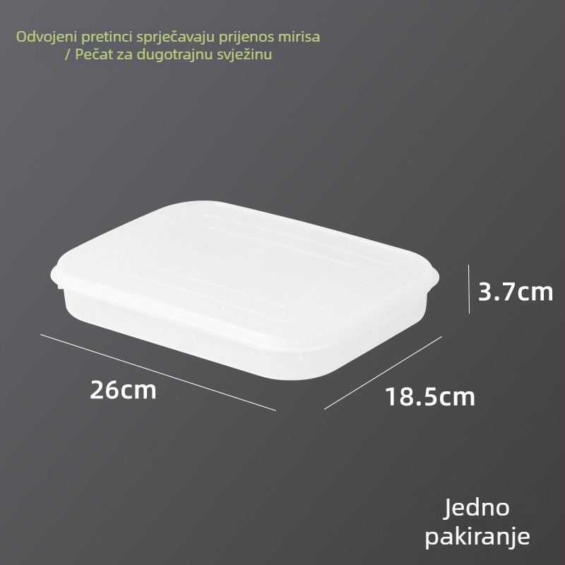 Četverokomponentna kutija za skladištenje u hladnjaku za marinirano meso, komadiće mesa i začine (mladi luk i đumbir)