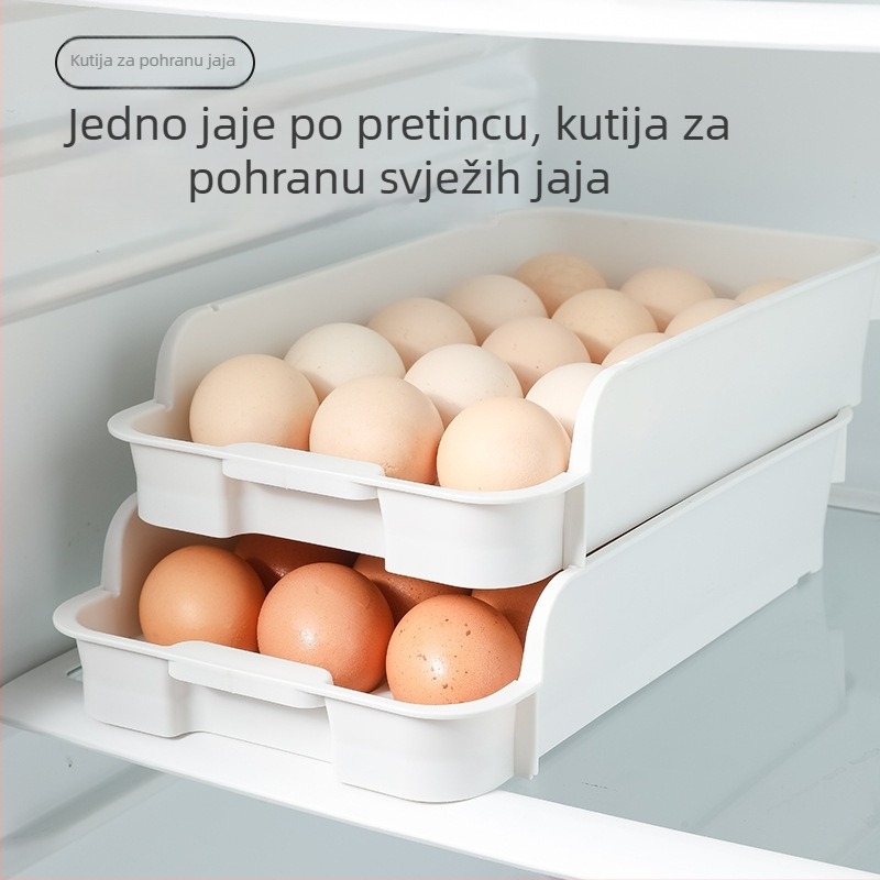 Kutija za jaja s 15 odjeljaka u hladnjaku sa ladicom – kuhinjski organizator hrane