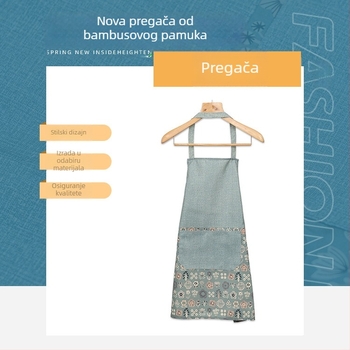 Ženska kuhinjska pregača od bambus-pamučnog materijala, minimalistički dizajn, otporna na ulje, bez rukava, jedna veličina, mogućnost prilagođenog logotipa
