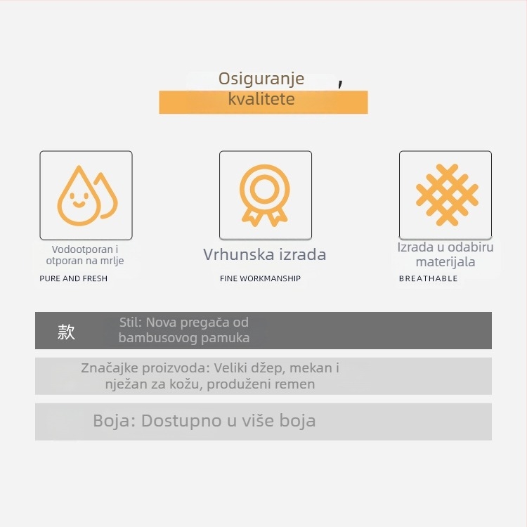 Ženska kuhinjska pregača od bambus-pamučnog materijala, minimalistički dizajn, otporna na ulje, bez rukava, jedna veličina, mogućnost prilagođenog logotipa
