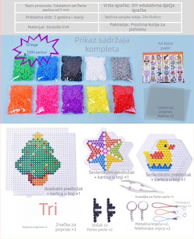 DIY dječji puzzle set od perlica s kutijom za pohranu