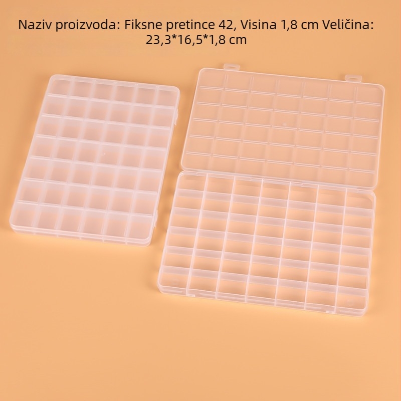 Plastična kutija s 42 pretinaca i mjestima za kartice za organiziranje perli, nakita i rhinestones za nokte