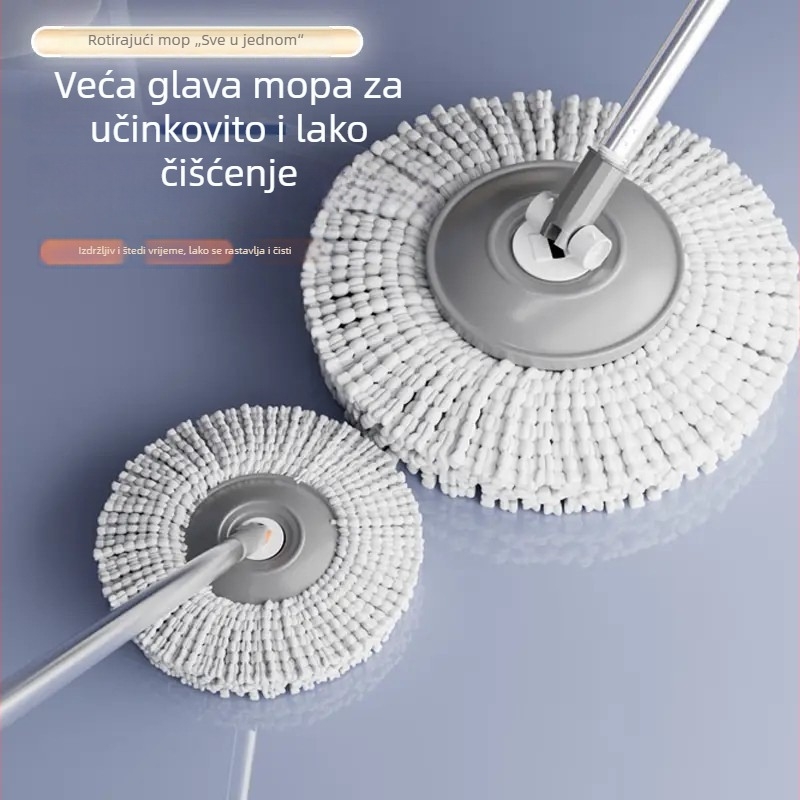 Deblja nehrđajuća čelična kanta za mop s rotacijom, kućna upotreba, integrirano pranje i iscijeđivanje, mokro i suho korištenje, novi model