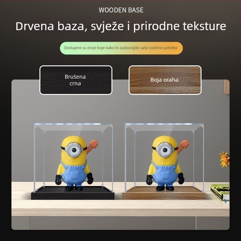Kutija za izlaganje Gundam modela s drvenim dnom, prozirno akrilno kućište za modele i građevinske blokove