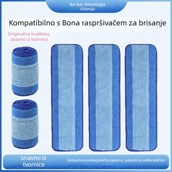 Zamjenska glava za Bona mop, plosnata samoljepljiva krpa za čišćenje s plavom prugom