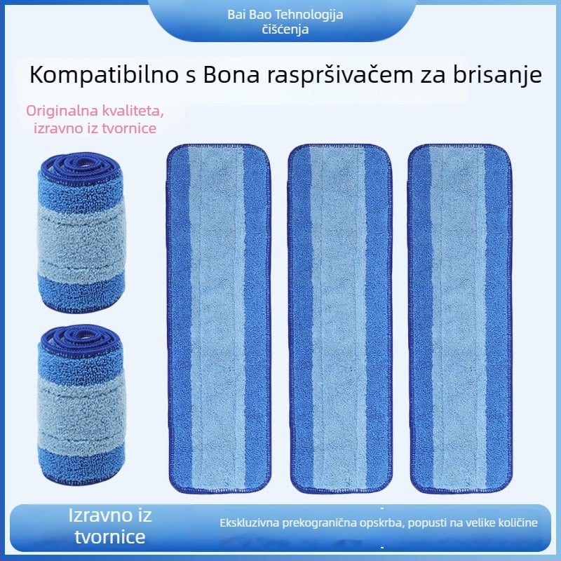 Zamjenska glava za Bona mop, plosnata samoljepljiva krpa za čišćenje s plavom prugom