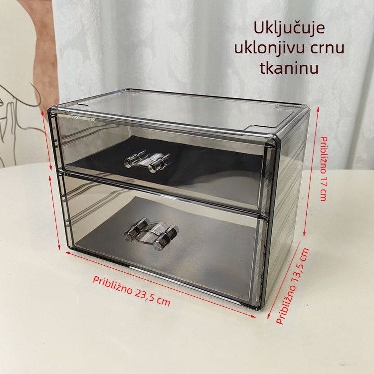 Prozirna akrilna stolna kutija s ladicama – velika, proziran organizator za kozmetiku, ruž za usne, uredski pribor i kutija za maske