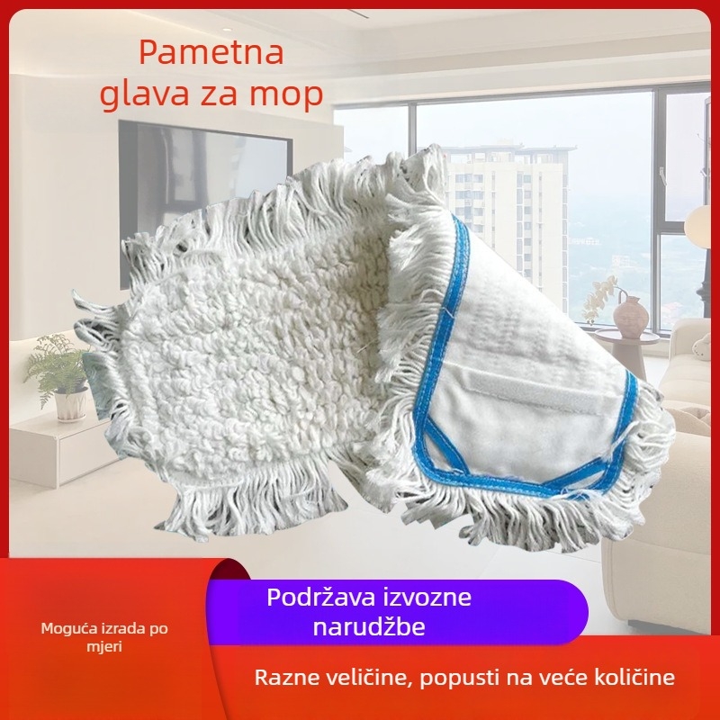 Klasična ravna glava mopa, zamjenski platneni dio za suho i mokro korištenje, upijajuća pamuk vlakna glave mopa i dodaci