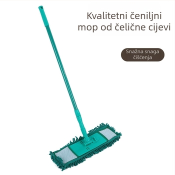 Proširivi Chenille ravni mop s željeznom štapom za kućno čišćenje podova, upijajući mop za velike površine