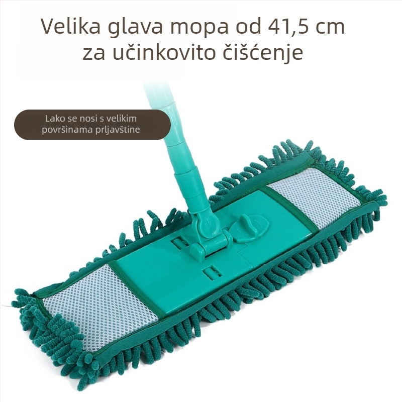 Proširivi Chenille ravni mop s željeznom štapom za kućno čišćenje podova, upijajući mop za velike površine