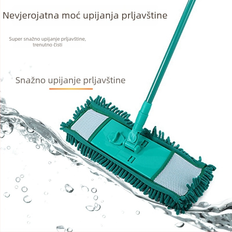 Proširivi Chenille ravni mop s željeznom štapom za kućno čišćenje podova, upijajući mop za velike površine
