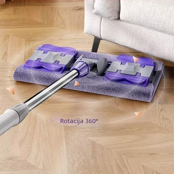 Veliki plosnati mop za kućnu upotrebu, bez pranja ruku, s klipom za zamjensku krpu za mokro i suho čišćenje dnevnog boravka