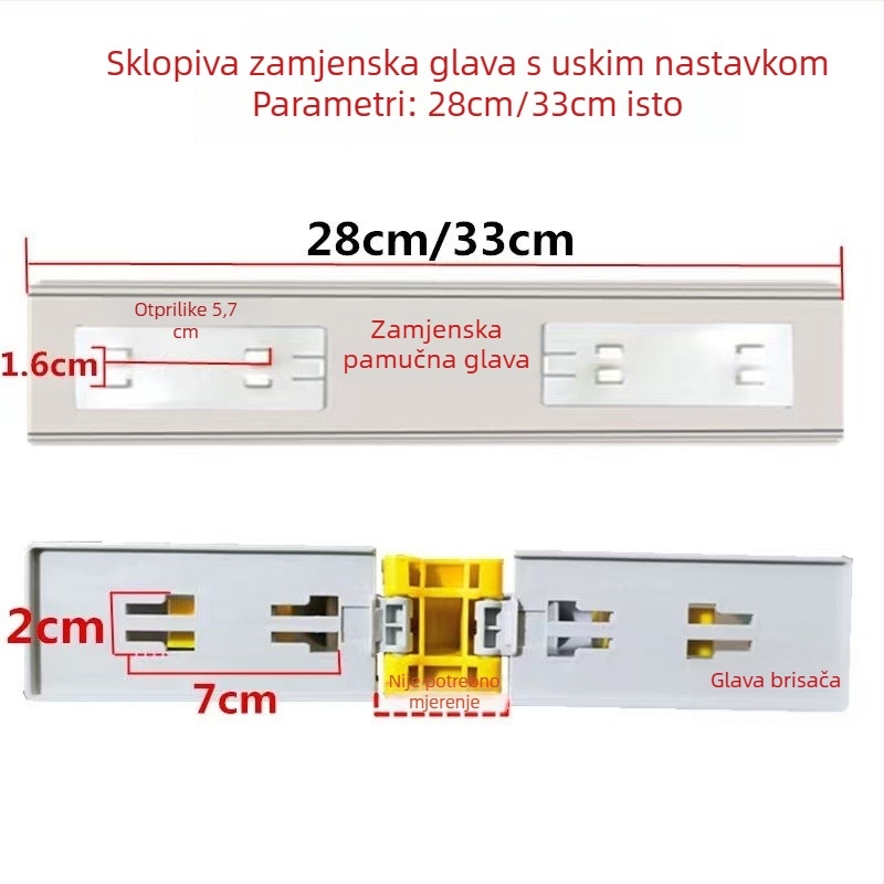 27/28 cm sklopna glava mopa, zamjenska spužvasta glava, apsorbirajuća PVA spužva