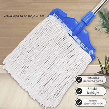 Kućni pamučni mop s klipsom za učvršćivanje, odvojiv i periv, klasičan pamučni mop s glavom od 28 cm