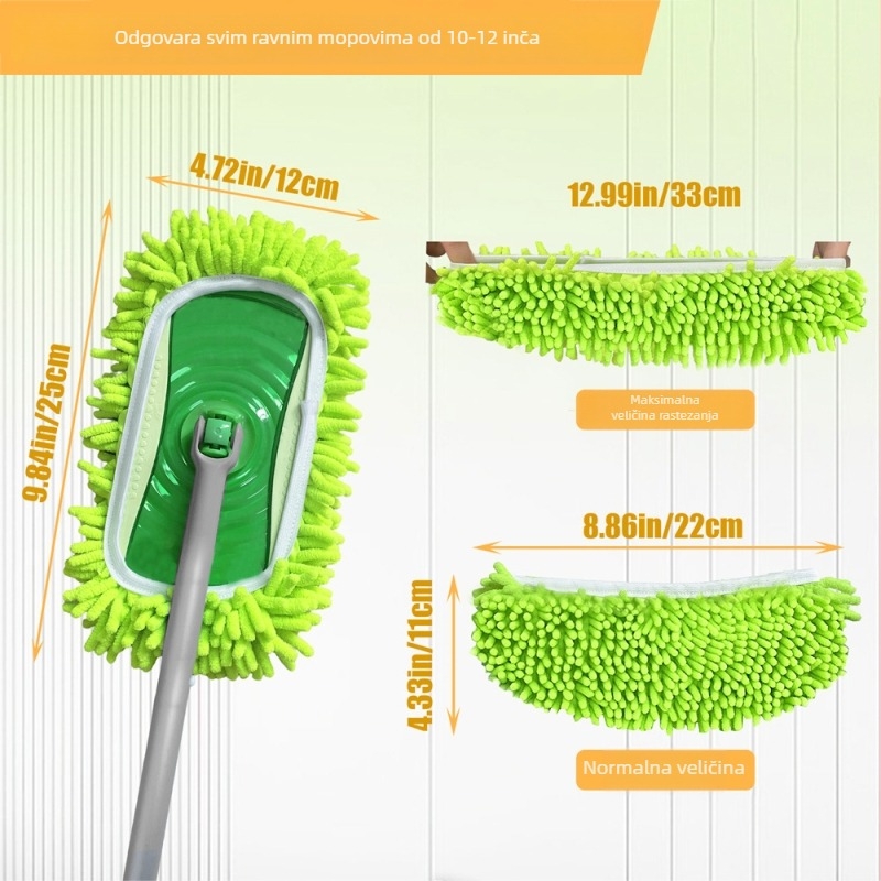 Kompatibilno s Swiffer Sweeper plosnatim mopom, zelena Chenille zamjenska glava za suho i mokro čišćenje