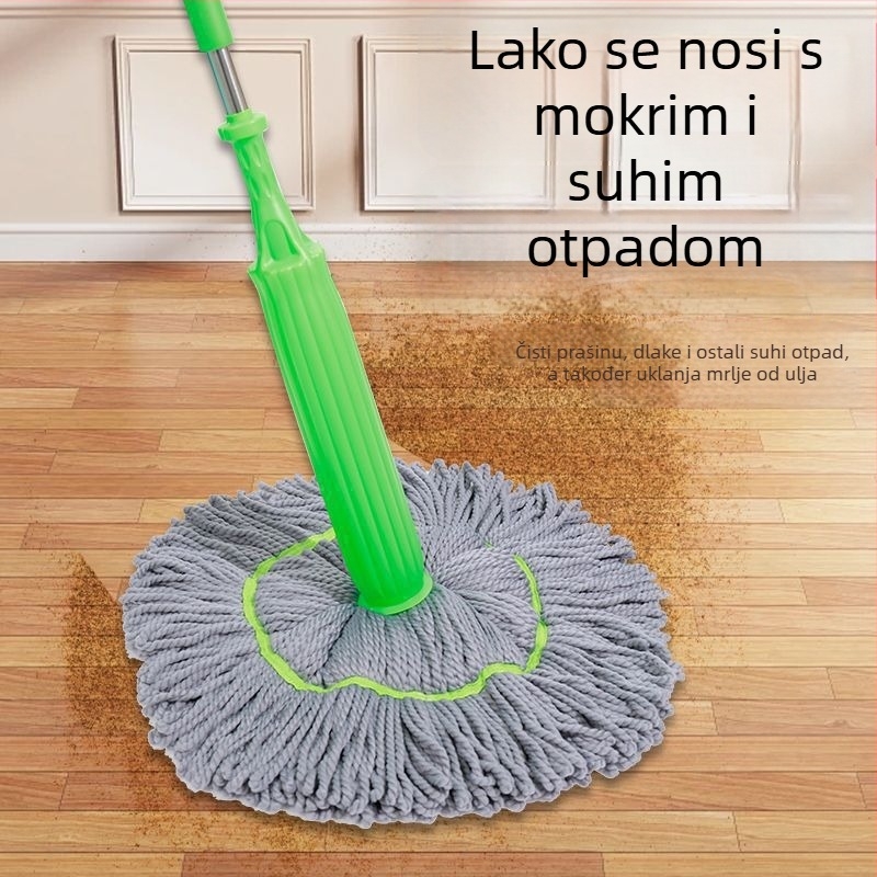 Zamjenski plat za glavu mopa s okretljivim bubnjem, za suho i mokro čišćenje, bez potrebe ručnog iscijeđivanja, odvojiv i periv