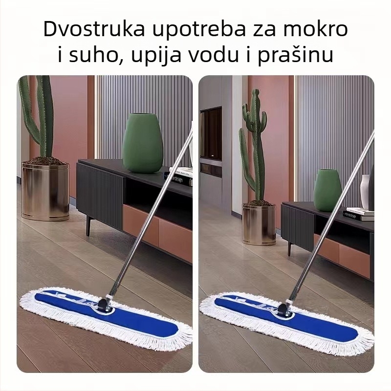 Ploški mop velikog formata s rotirajućom glavom za uklanjanje prašine, suho i mokro čišćenje, kućni mop s apsorpcijom vode